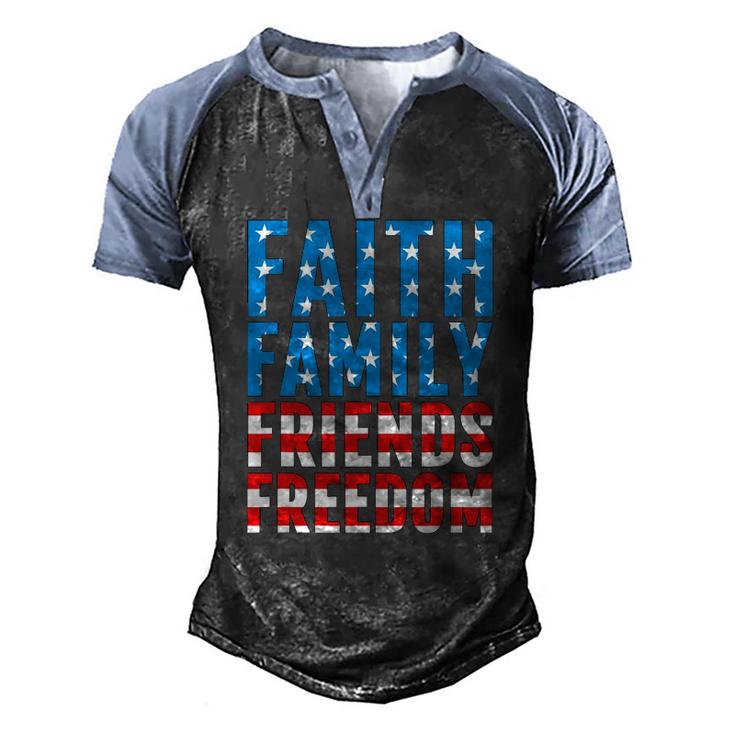 4Th Of July S For Men Faith Family Friends Freedom Men's Henley Raglan T-Shirt